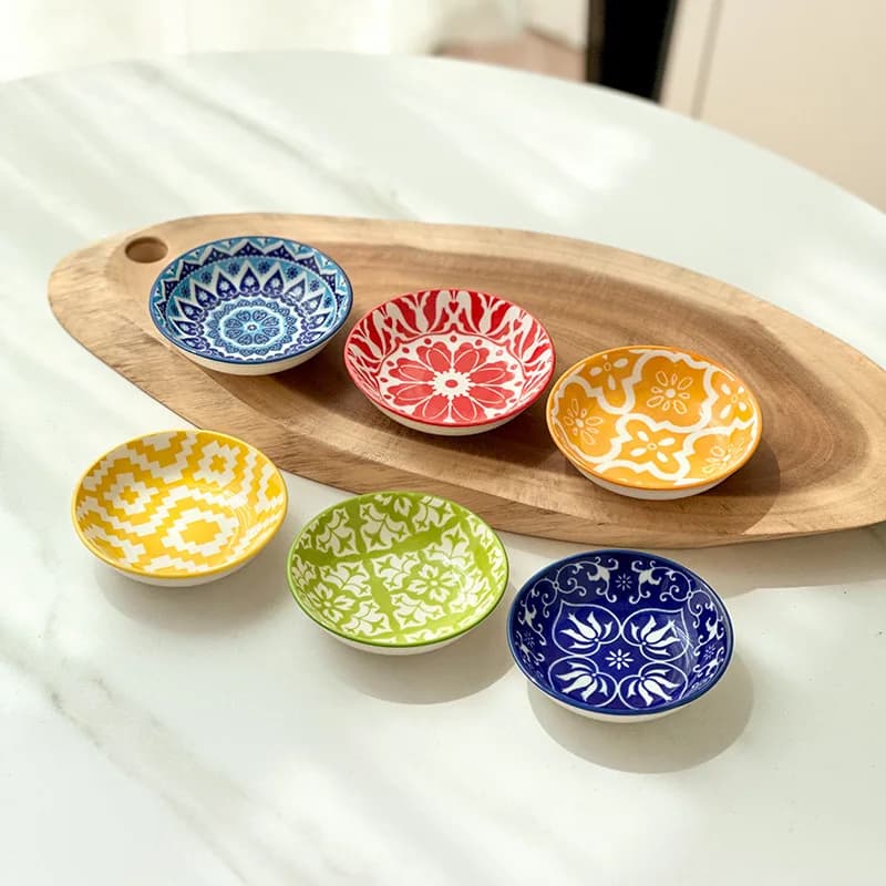 Assiettes à vinaigre en céramique bohème, plat d'assaisonnement pour Barbecue, Sashimi trempé, Sushi, Snack au soja, assiettes à Dessert aux fruits, vaisselle