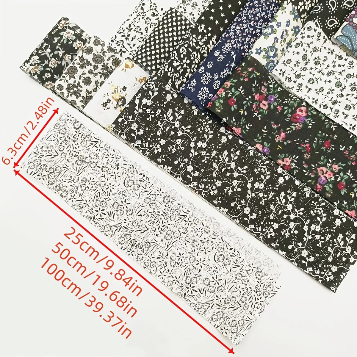 Ensemble de rouleaux de tissu en pur coton imprimé matelassé noir, rouleaux de gelée à motifs de fleurs, patchs carrés décoratifs prédécoupés, bricolage, 40 pièces