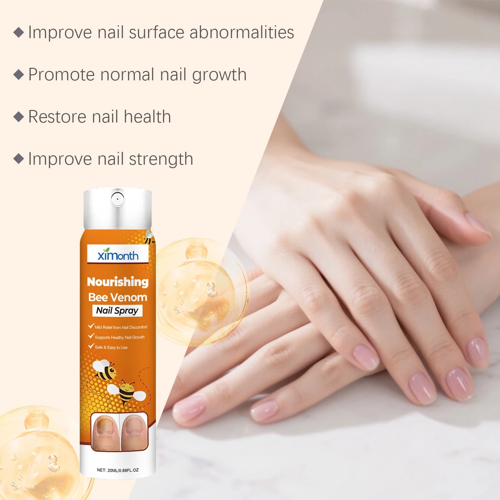 Spray nourrissant pour les ongles, soin doux pour les mains et les pieds, renforce les ongles, hydrate et adoucit les cuticules