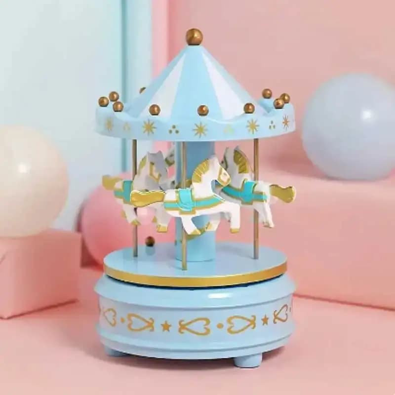 Boîte à musique de carrousel de luxe, 4 chevaux, rotation, jouets romantiques, travail manuel, cadeaux, 1 pièce