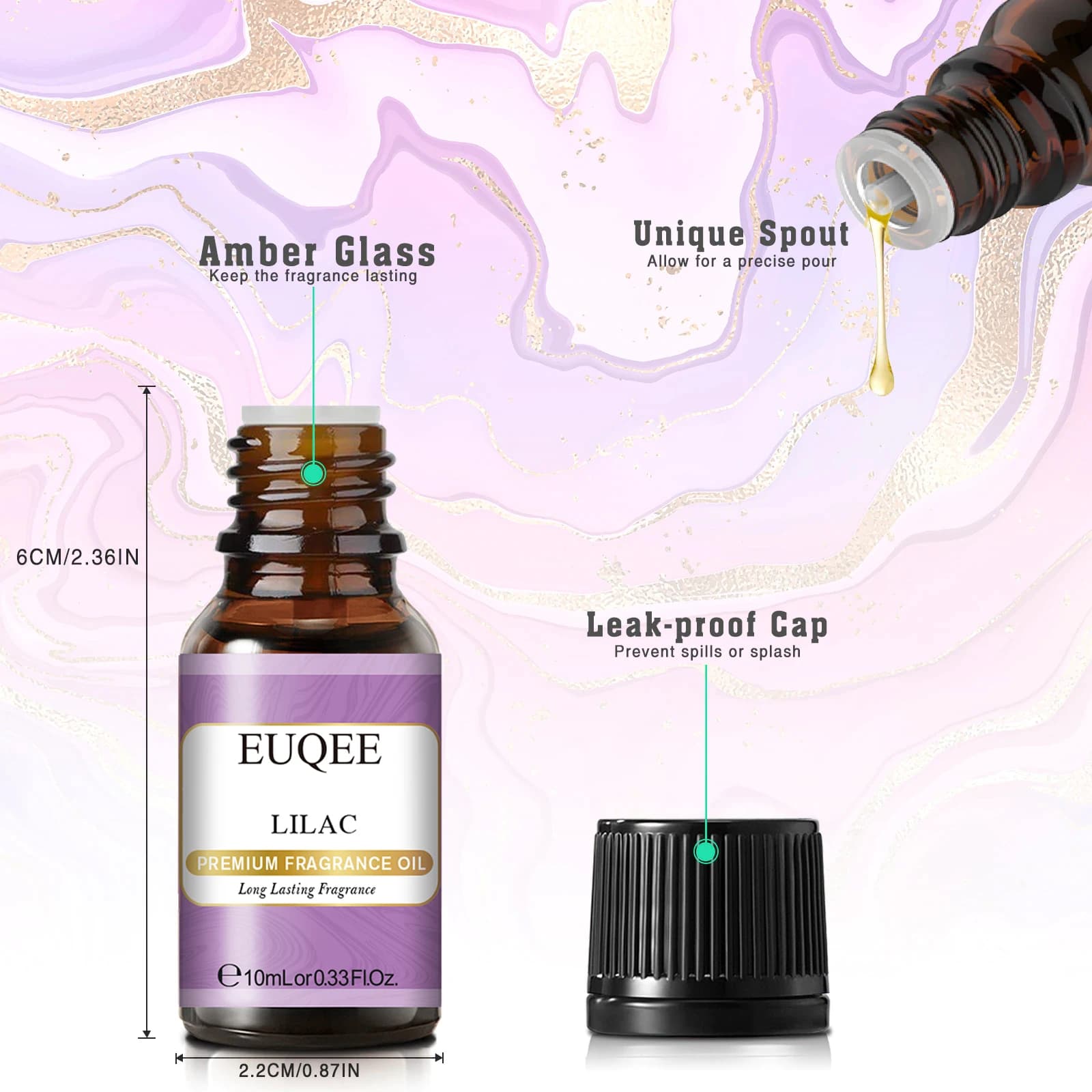 EUQEE-Huile parfumée premium pour humidificateur, diffuseur AMP, bois de santal enrichi, bambou et teck, mangue, château aromatique, forêt de vanille, 10ml