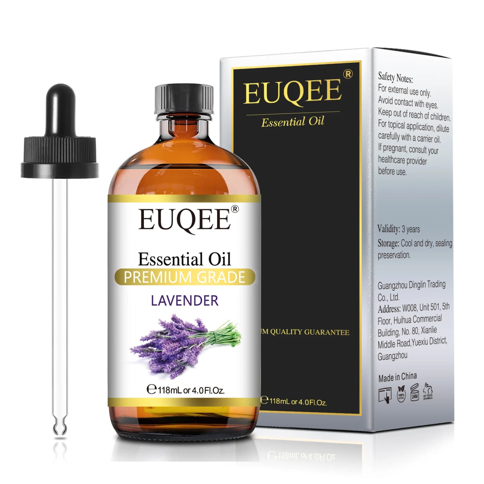 EUQEE 118ML huiles essentielles de lavande, jasmin, Eucalyptus, vanille, menthe poivrée, avec compte-gouttes en verre pour humidificateur, fabrication de bougies
