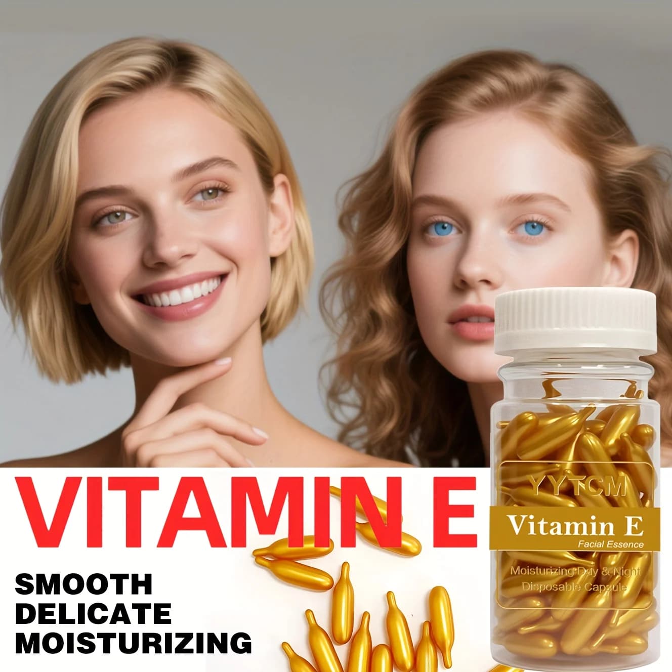 Capsules de sérum à la vitamine E, capsules d'essence à usage unique, hydratantes et nourrissantes pour la peau du visage, 90 capsules/flacon - 1 flacon