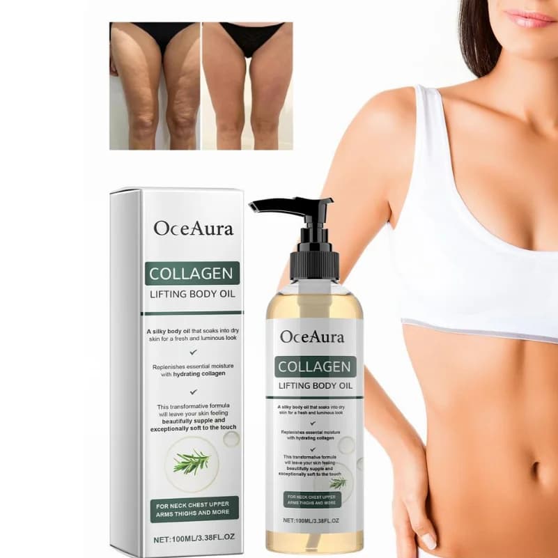 Huile Essentielle pour le Corps OceAura Collagen Lifting, Formule Hydratante et Stimulante de l'Élasticité, Huile de Massage Raffermissante et Lissante pour les Bras