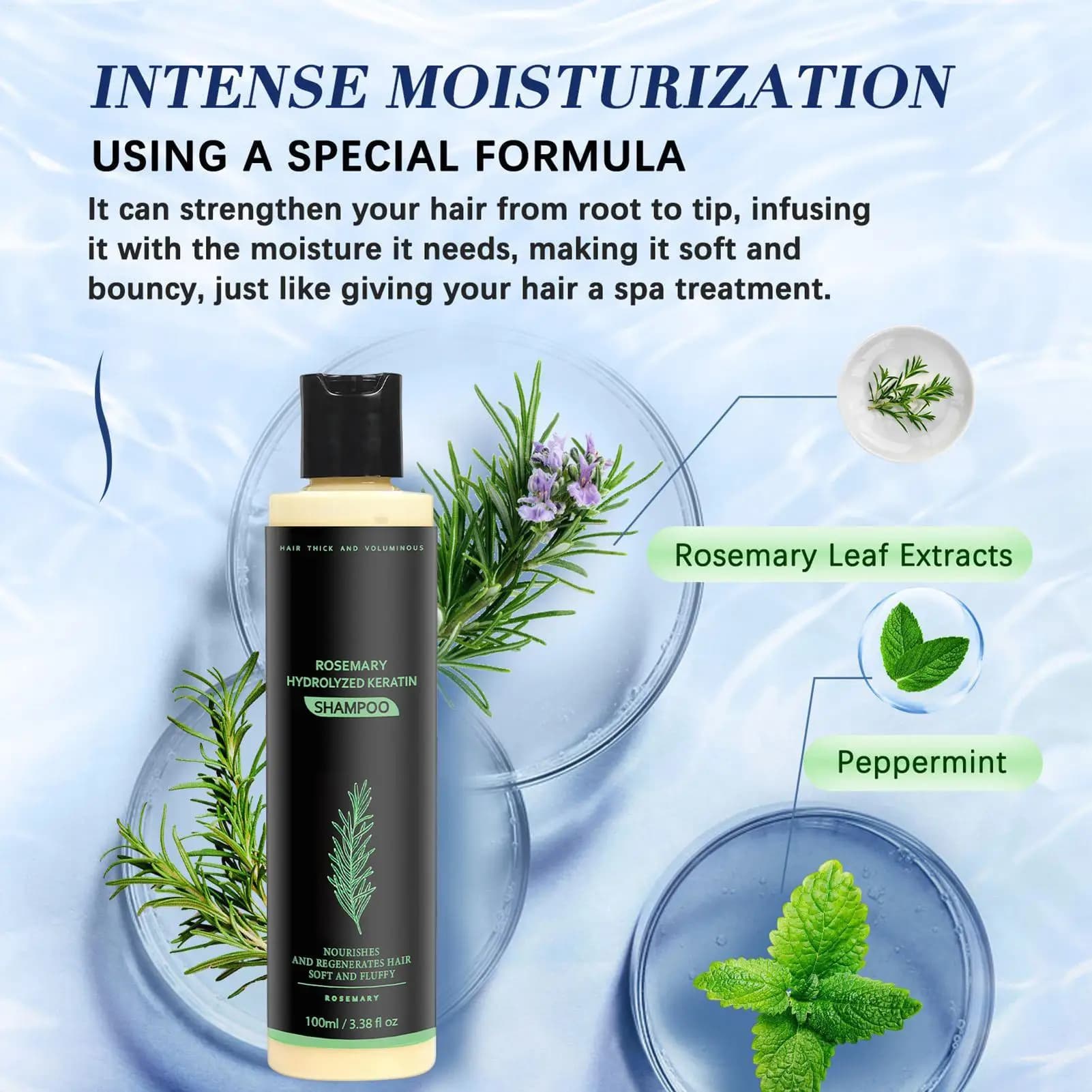 Shampooing Fortifiant et Nourrissant 100ml pour la Croissance Capillaire, Soin du Cuir Chevelu Anti-Chute pour Hommes et Femmes, Post-partum et Perte de Cheveux Saisonnière