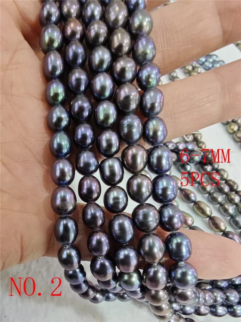 Nouveau Gros différentes tailles naturel culture noir perle d'eau douce grain de riz forme bricolage perles en vrac