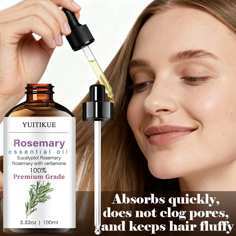 Huile essentielle de romarin YUITIKUE |   Formule 100% Eucalyptol et Verbenone de qualité supérieure |   Pour les soins capillaires et l'aromathérapie 100ml