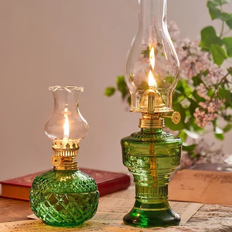 Grande lampe à huile rustique lampe à kérosène en verre Vintage lampes à huile anciennes pour usage intérieur éclairage de secours chambre de lampe ouragan