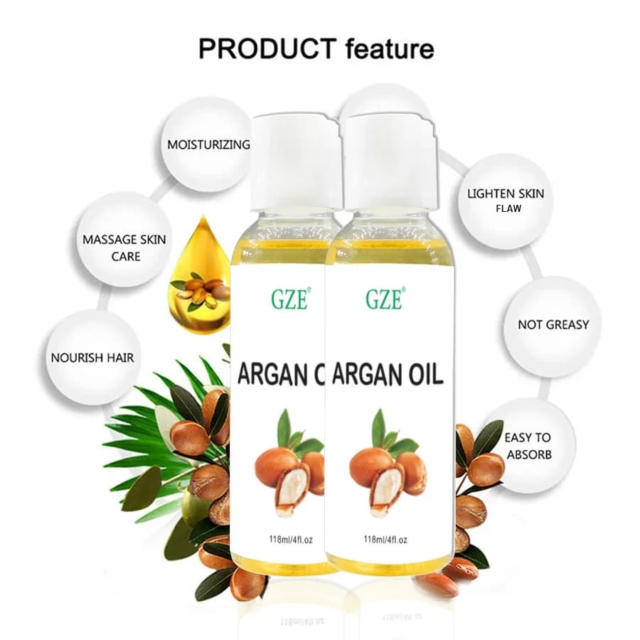 GZE Huile d'argan marocaine biologique Hydratant pur pressé à froid vierge de qualité supérieure pour peau sèche