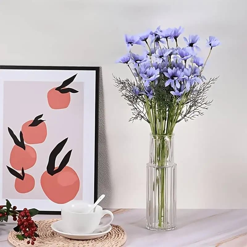 Bouquet de camomille artificielle violette à longue tige, fleurs de printemps et d'été pour la décoration de la maison