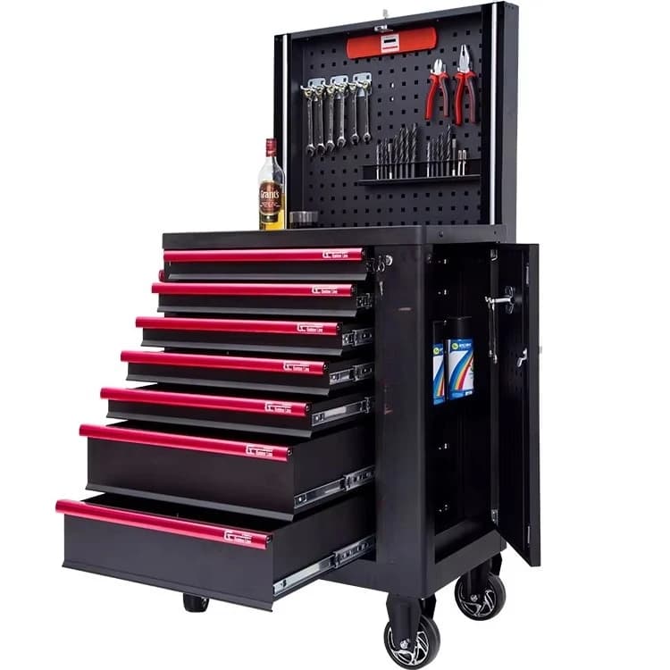 Armoire à outils roulante, coffre de rangement portable à 7 tiroirs, organisateur d'outils avec roulettes, verrouillage des roulements à billes et tiroir coulissant