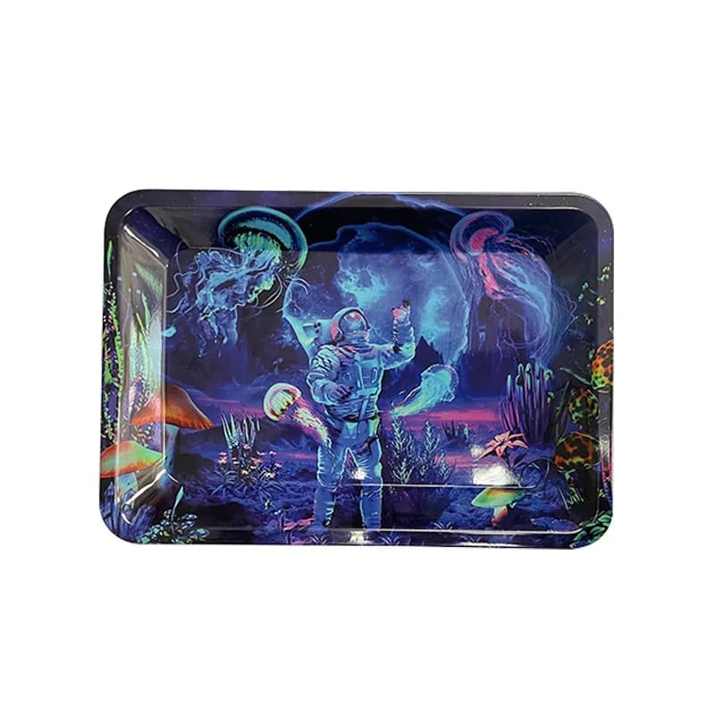 Plateau métallique domestique, récipient à tabac roulant, accessoires pour fumer, plateaux de rangement, divers motifs 18x12.5cm