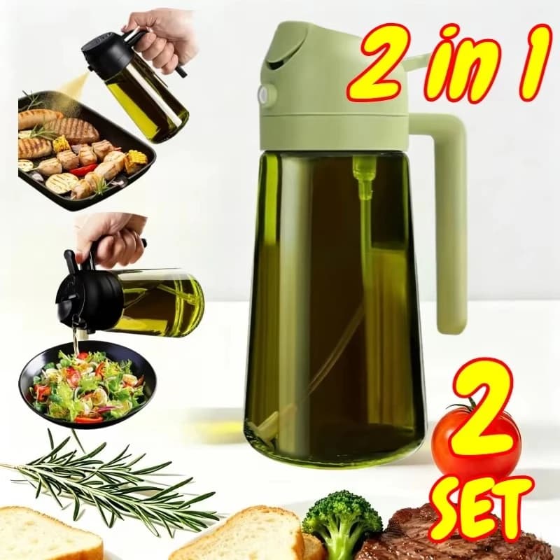 Pulvérisateur d'huile 2-en-1 de 500 ml pour la cuisine