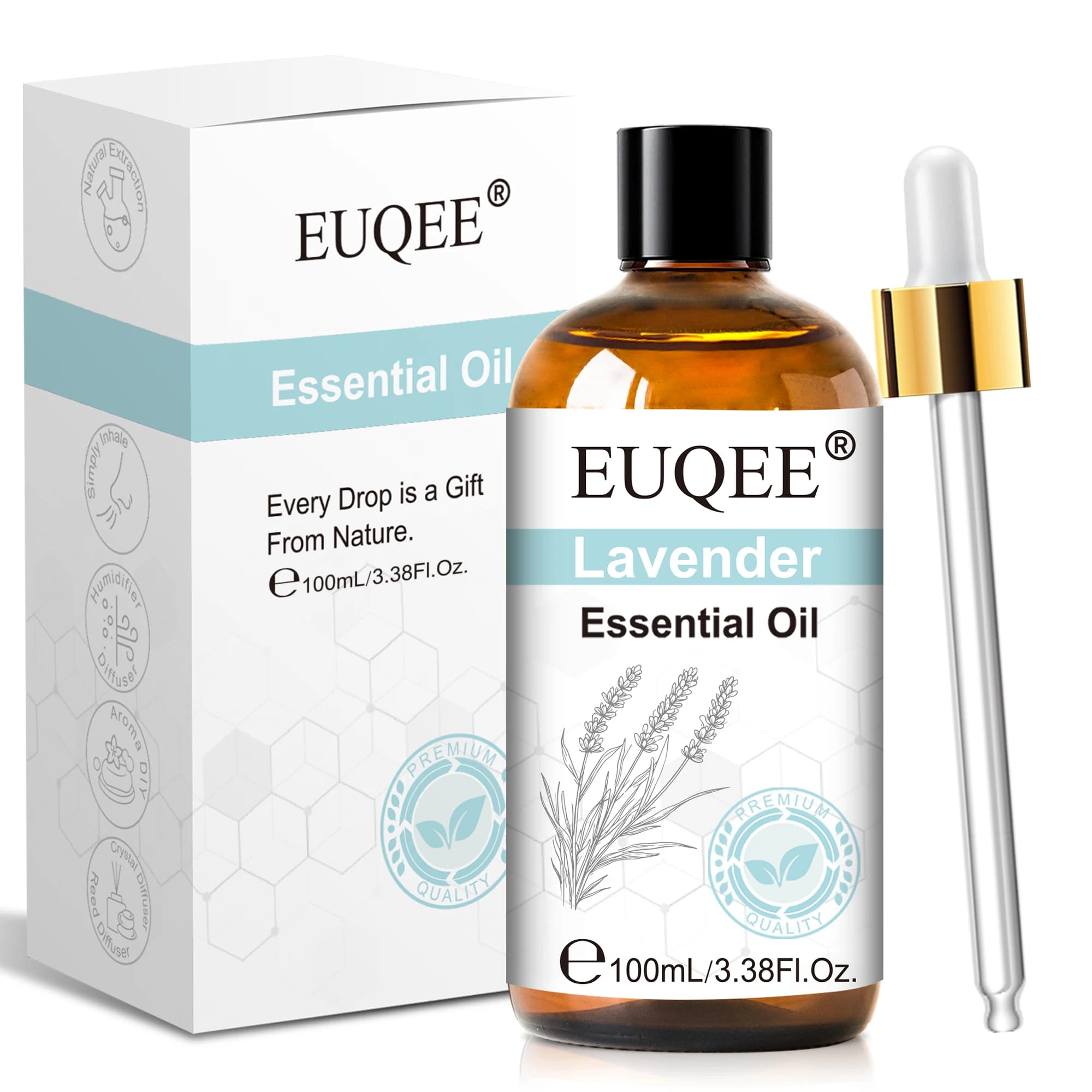 EUQEE 1 pièces huile essentielle pour humidificateur, diffuseur, fabrication de bougies-10ml/30ml/100ml huiles essentielles d'aromathérapie lavande vanille Rose