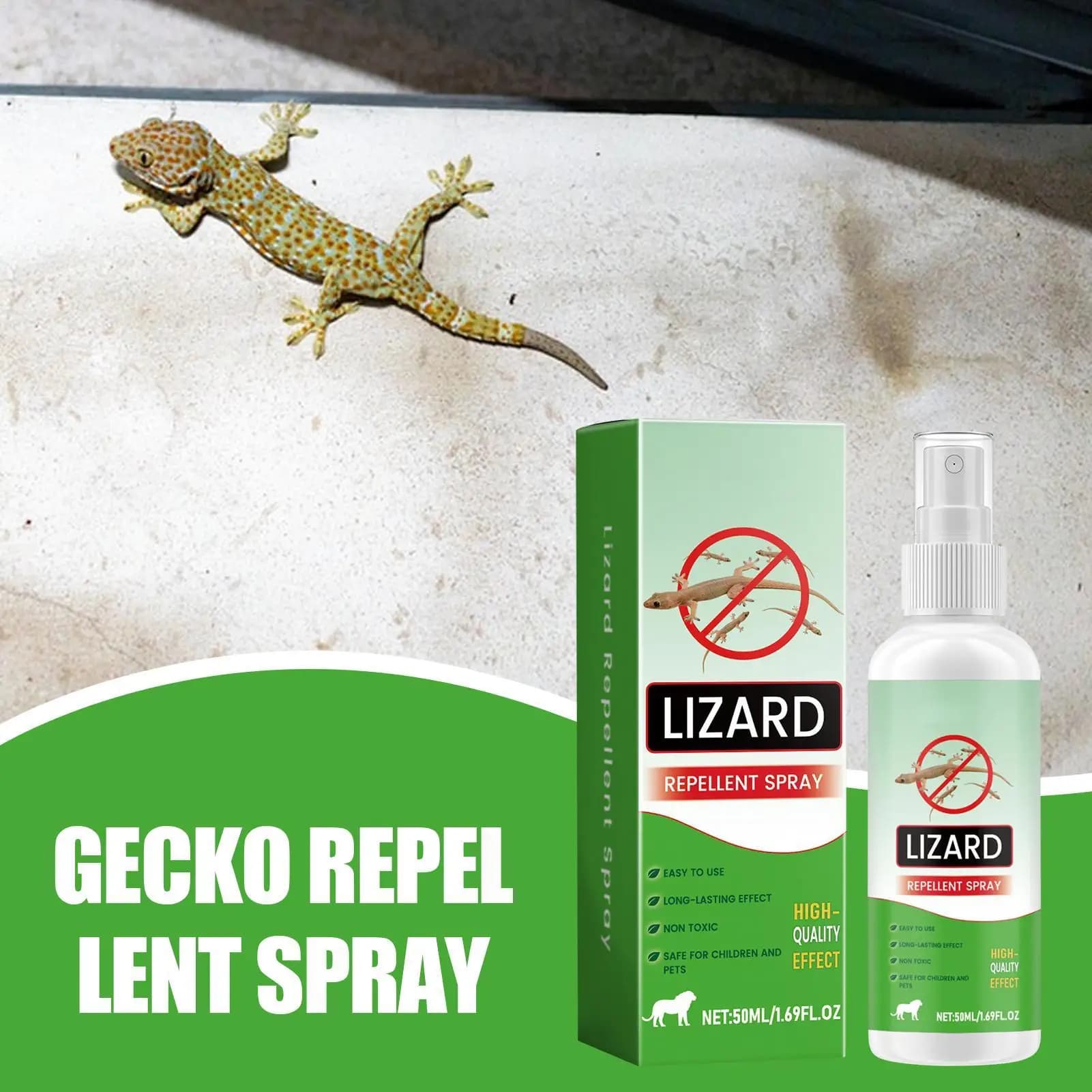 Spray Répulsif pour Geckos 50ml, Répulsif pour Lézards à l'Huile de Lavande, Sûr pour les Animaux de Compagnie, Dissuasif pour Reptiles