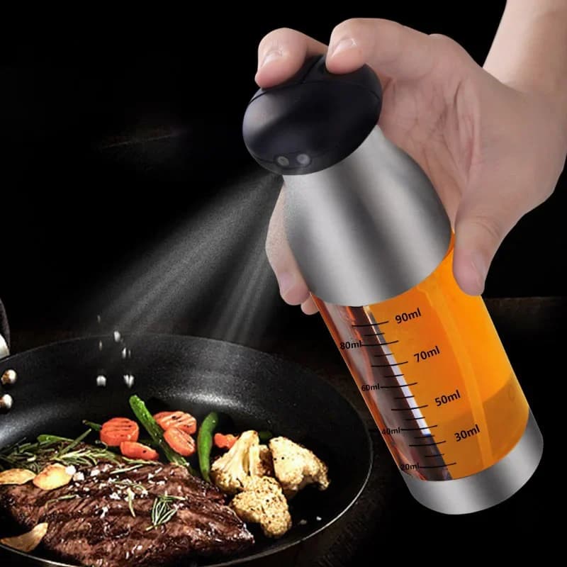 Bouteilles de vinaigre d'huile à Double tête en acier inoxydable de 200ml, Spray d'huile pour salade BBQ, distributeur d'huile pour cuisine, outils de cuisson