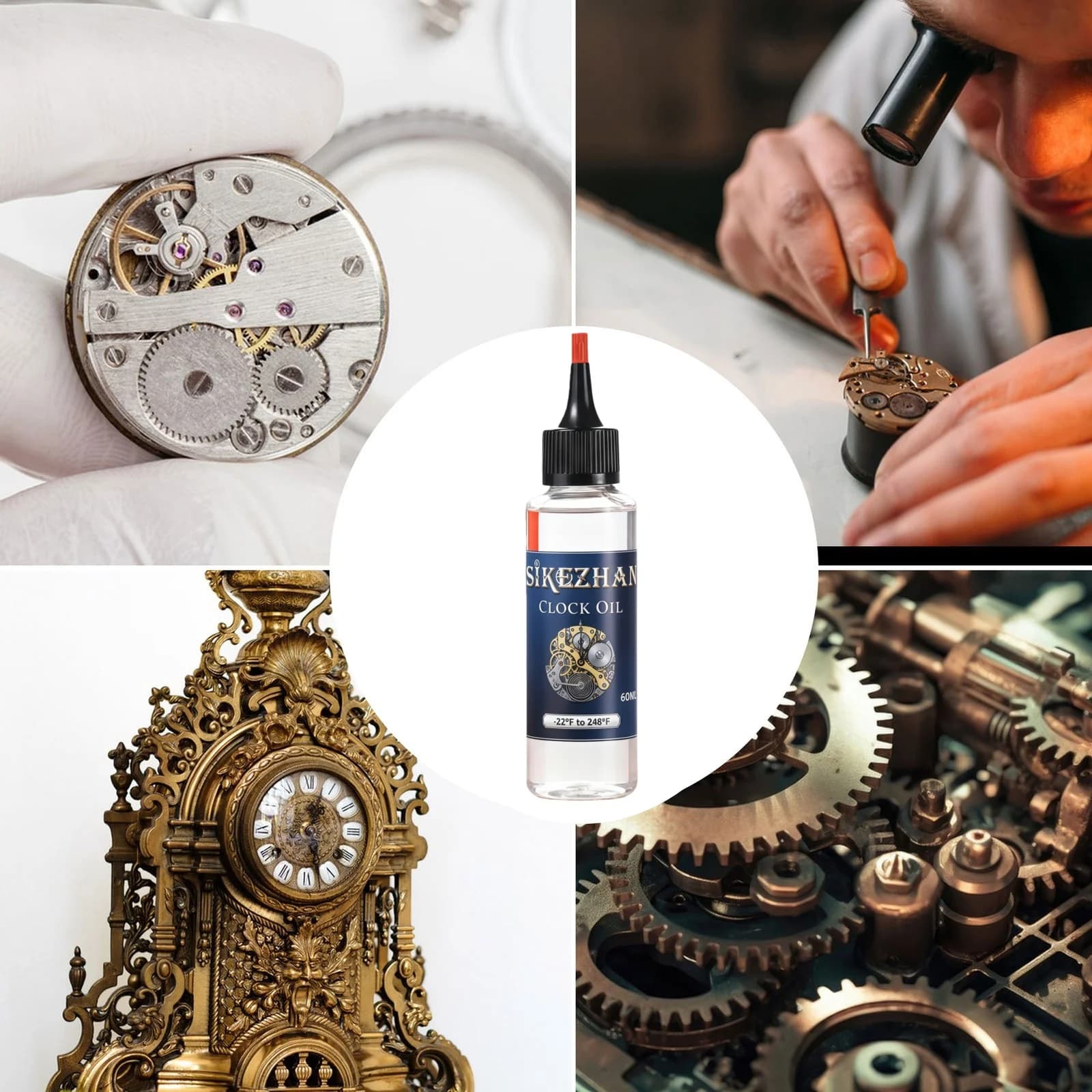 Huile d'horloges synthétique de qualité supérieure – Lubrification durable pour horloges anciennes et modernes – 60 ml avec applicateur de précision