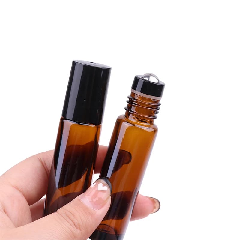 Flacons d'Huile Essentielle en Verre Fin Ambré avec Boule D.lique, Rouleau Marron, sexuellement Portable, 10ml, Beaucoup