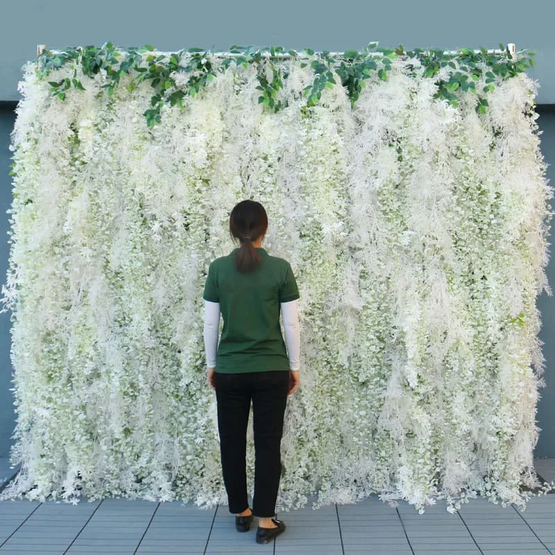Tissu enroulable en glycine 5D pour rideau mural, mur de fleurs. Plafond, mur de plantes, arrangement d'arrière-plan de mariage