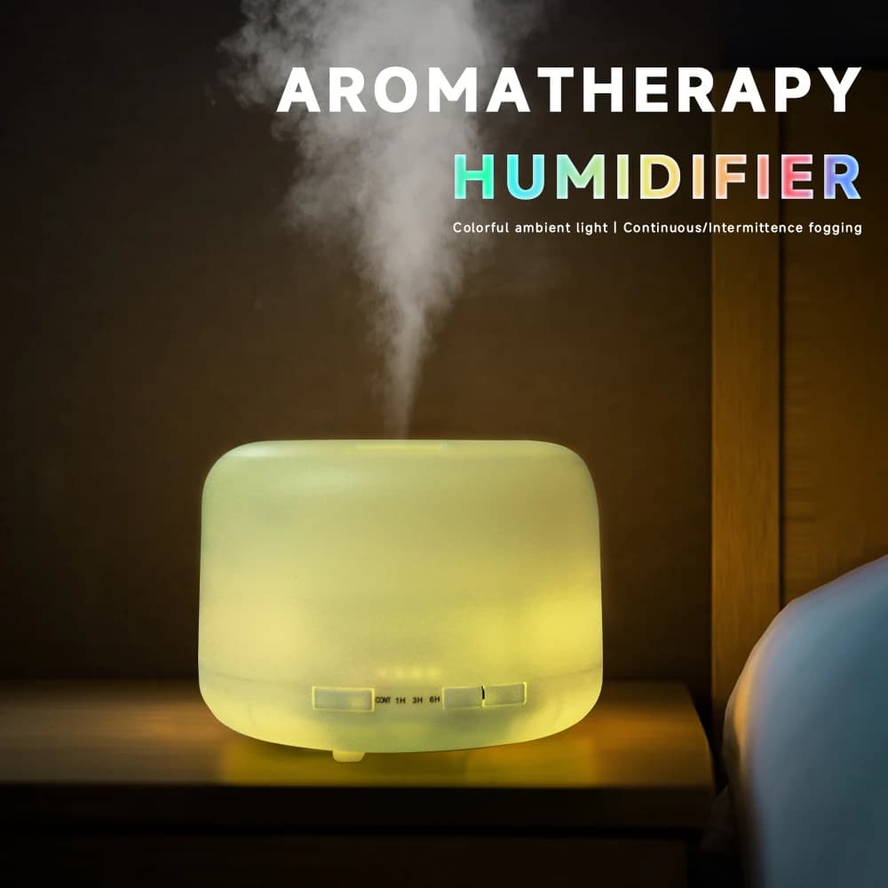 Diffuseur d'huiles essentielles avec télécommande de 500ml, humidificateur d'air ultrasonique, minuterie de vaporisateur d'huile parfumée et arrêt automatique