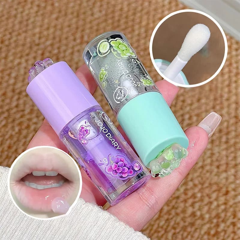 Jojo Diary Huile à lèvres parfumée aux fruits : fournit l'hydratation et l'hydratation, prévient les lèvres gercées et améliore les rides et est un brillant à lèvres de style coréen adapté au soin des