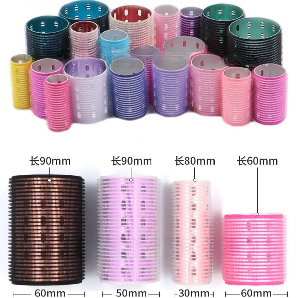 Rouleau à cheveux auto-adhésif en aluminium 6*9cm, en nylon pur, avec crochets et boucles, pour un coiffage auto-agrippant, outils de coiffage thermique pour un volume intense