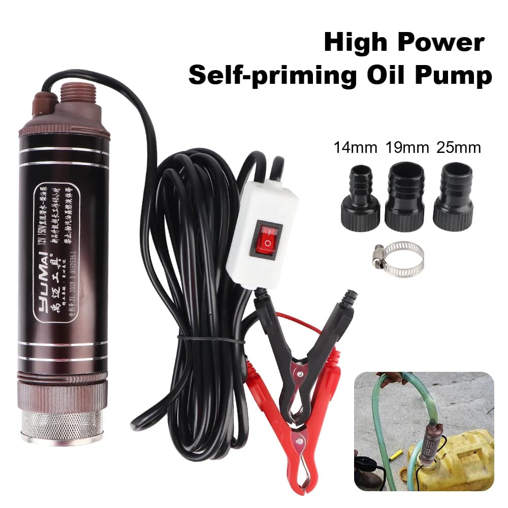 Pompe à huile auto-amorçante haute puissance pour pomper l'huile Diesel eau Submersible 45L/min Mini coque en alliage d'aluminium transfert de carburant 12V