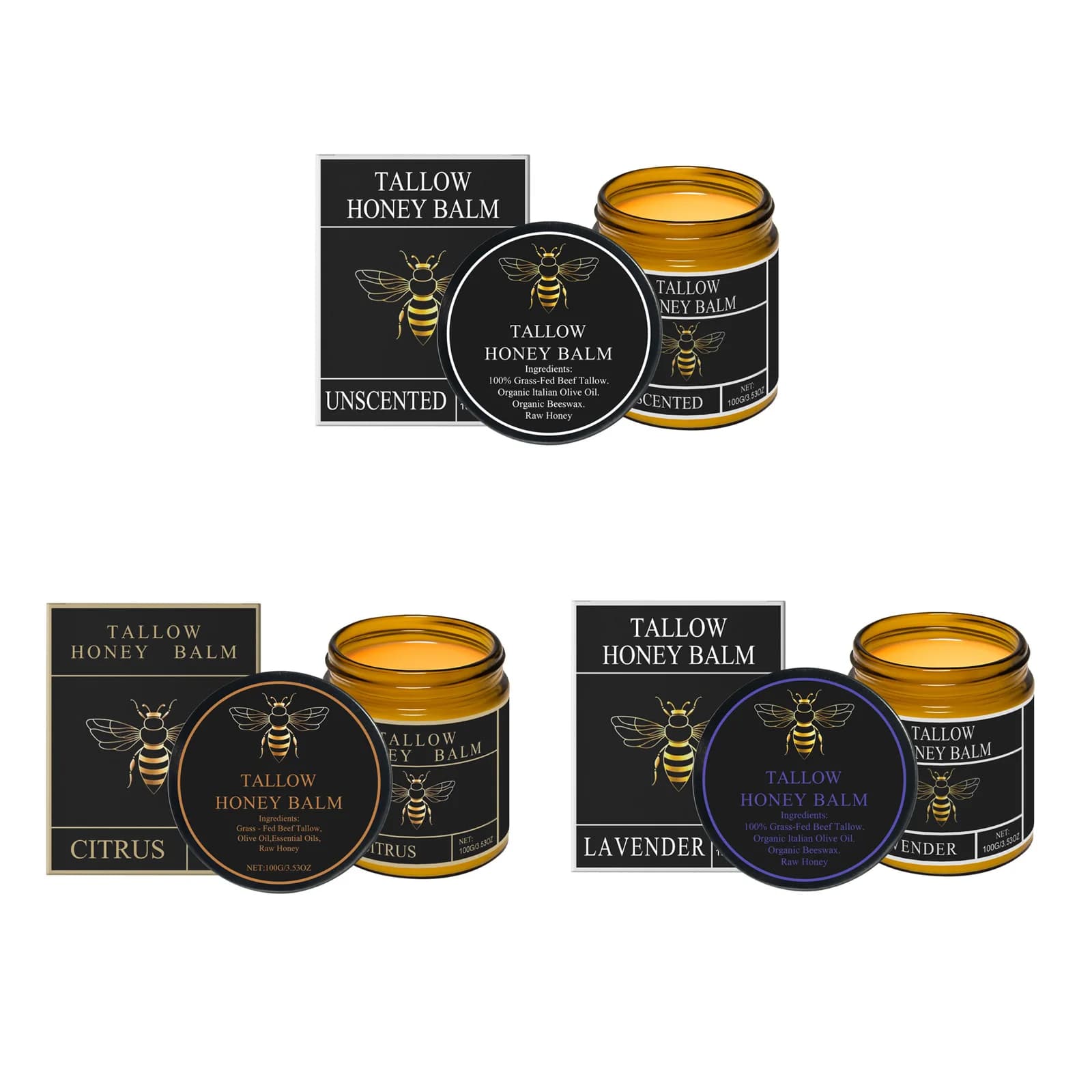 Tallow – baume au miel raffermissant, nourrissant et hydratant, soin pour la peau, lissant, apaise l'élasticité, hydratant au miel Tallow