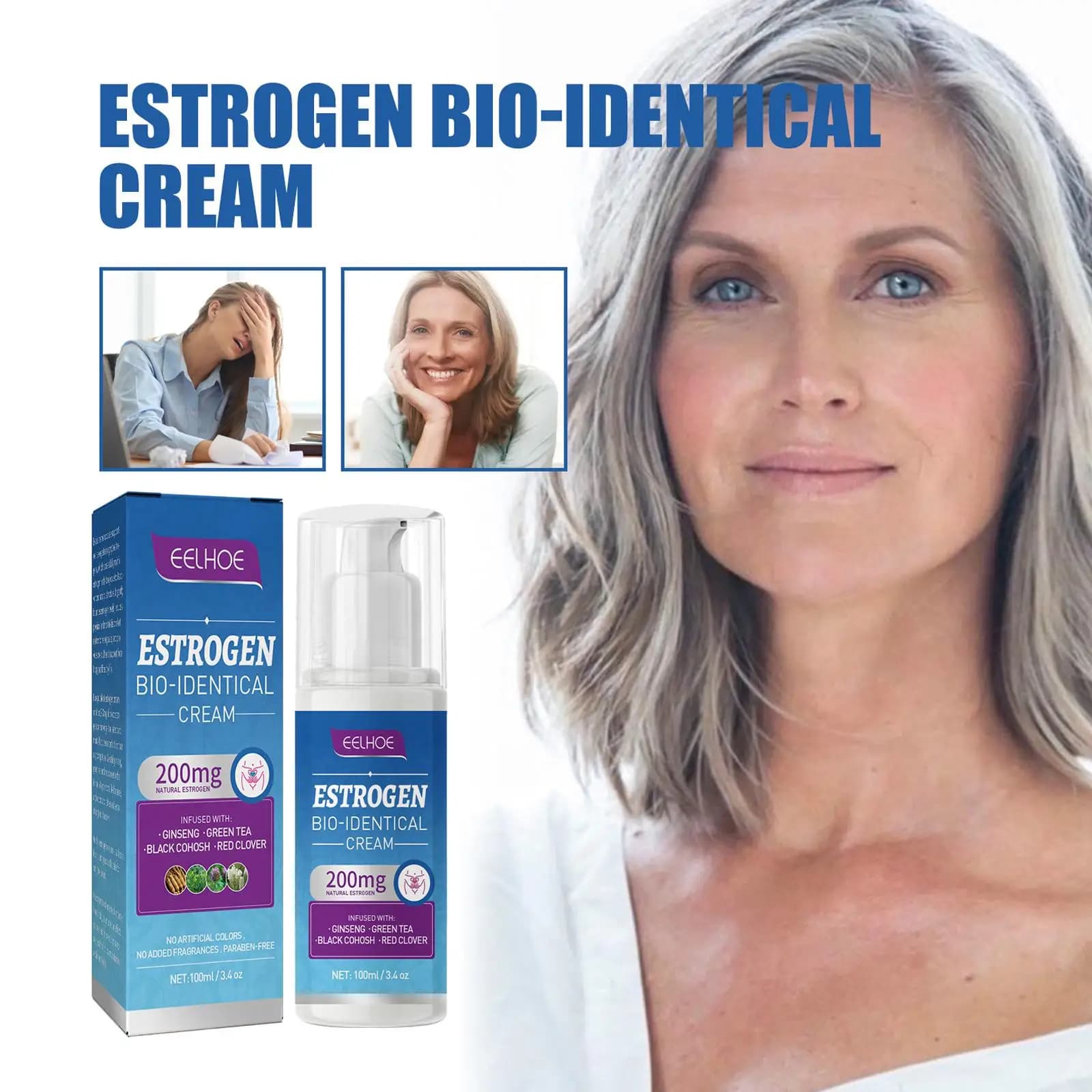 1/2 pièces crème de progesterone pour ménopause femme âgée d'âge moyen progesterones femmes équilibre hormonal ménopause Estrogen crème