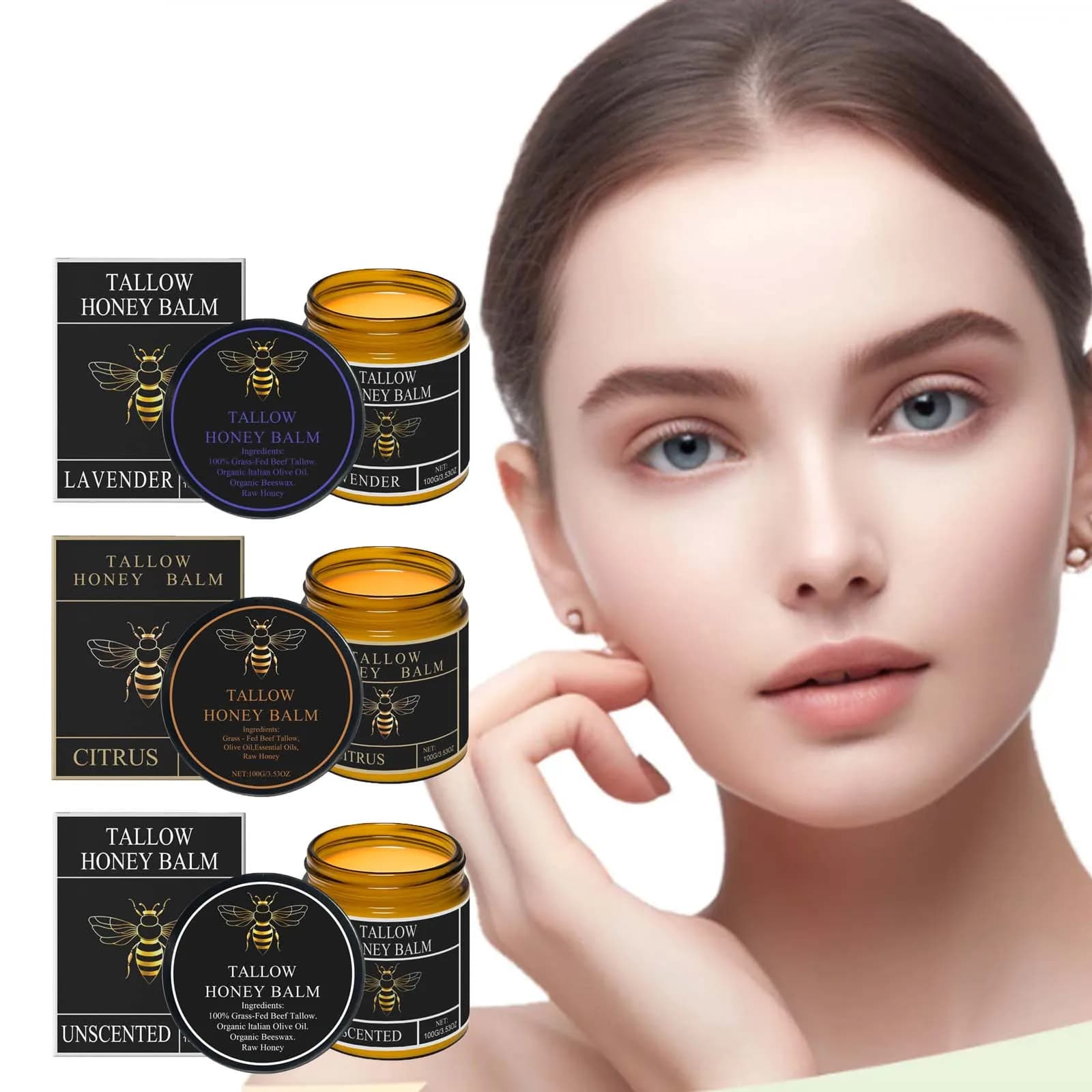 Tallow – baume au miel raffermissant, nourrissant et hydratant, soin pour la peau, lissant, apaise l'élasticité, hydratant au miel Tallow