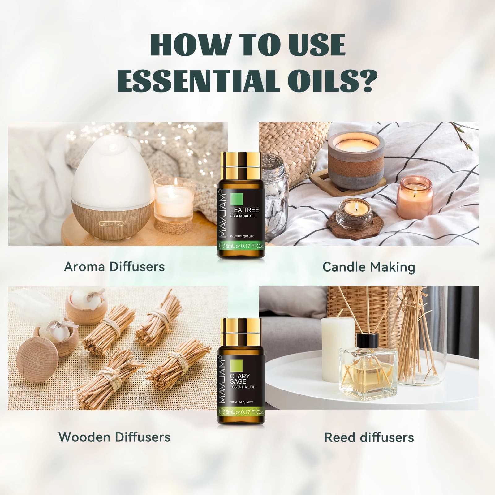 Kit d'huiles essentielles MAYJAM Lavande Vanille 20 flacons Huile d'aromathérapie Encens Patchouli Citronnelle Bois de Cèdre Cannelle Rose