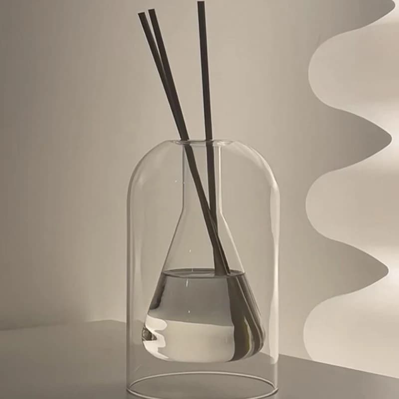 Bouteille diffuseur d'aromathérapie en verre pour huiles essentielles avec bâtonnets diffuseurs