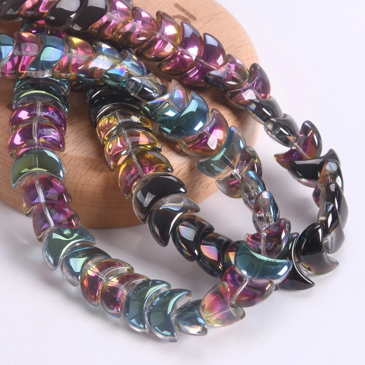 10 pièces en forme de croissant de lune 14x9mm perles en verre de cristal plaqué coloré en vrac pour la fabrication de bijoux résultats d'artisanat de bricolage