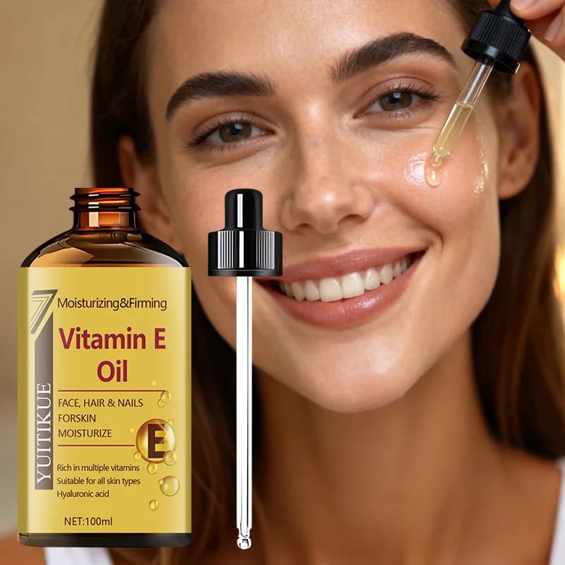 YUITIKUE Huile de vitamine E, traitement hydratant multi-usages, raffermissant et hydratant pour le visage, les cheveux et les ongles, tous types de peau