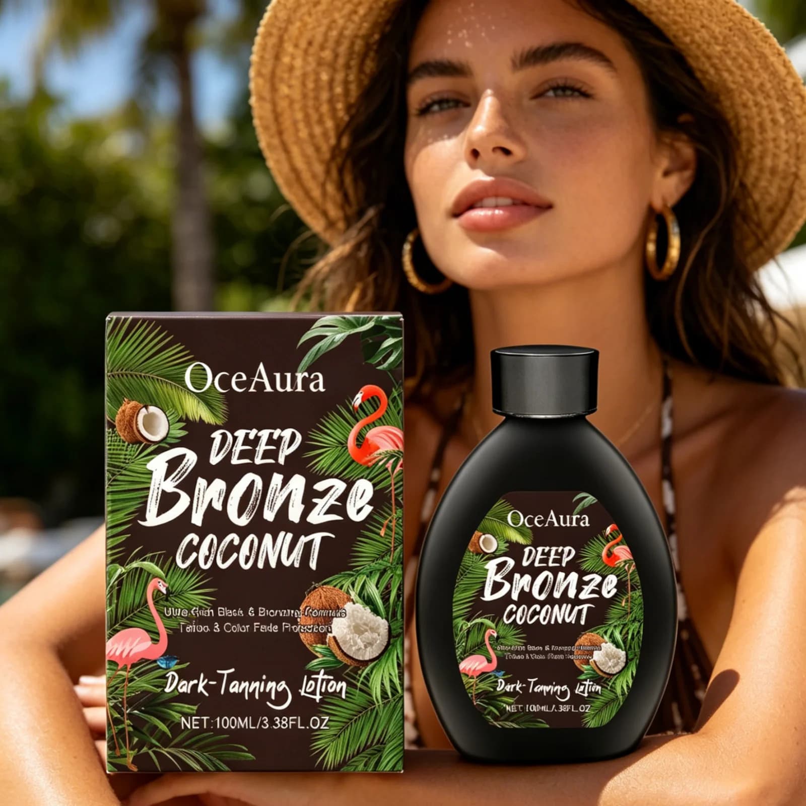 Crème bronzante à la noix de coco OceAura, bronzage intense, peau éclatante, lissage de la peau, uniformisation du teint, hydratation intense, lotion bronzante naturelle 100 ml