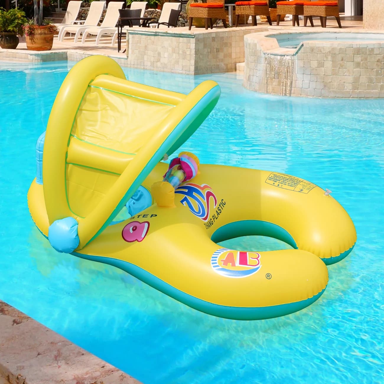 1 flotteur de piscine à double anneau pour la baignade partagée