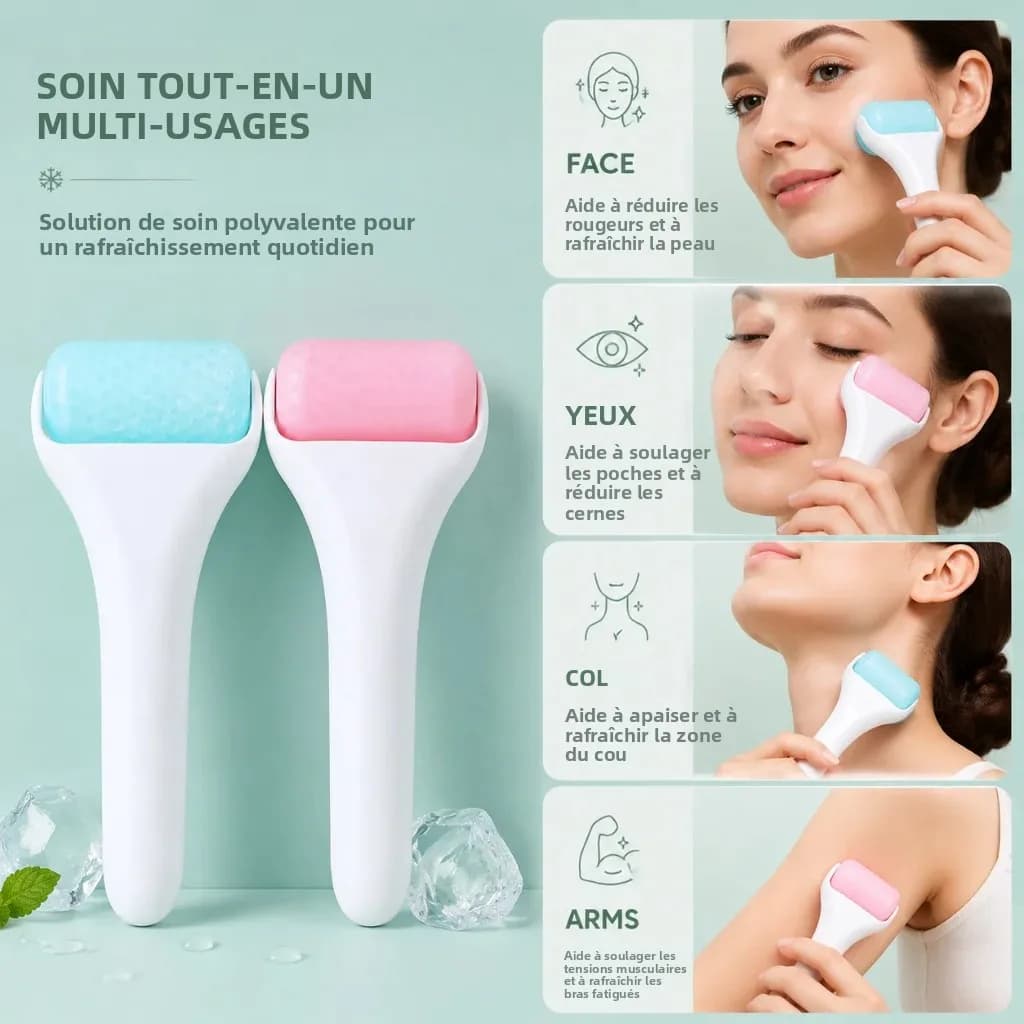 Rouleau de massage facial et oculaire rafraîchissant pour réduire les gonflements, resserrer les pores et soin de la peau par cryothérapie