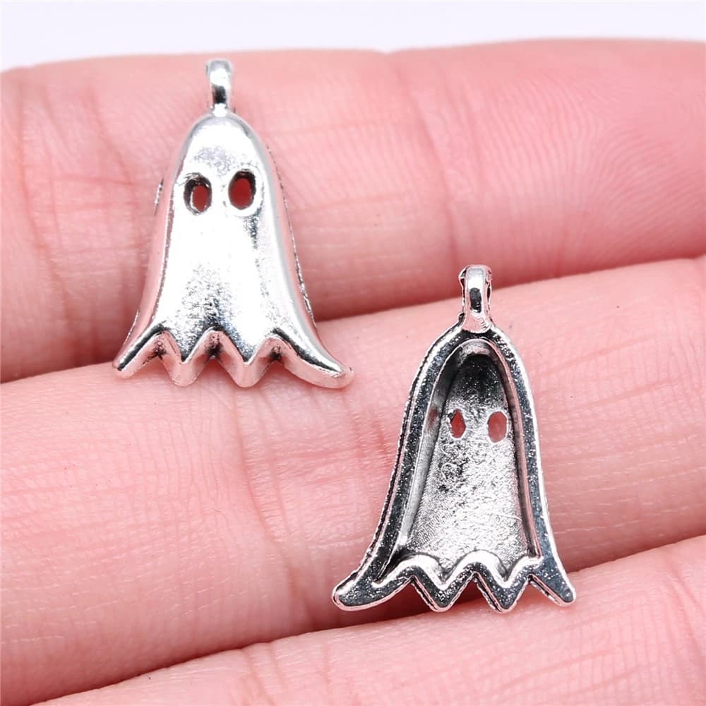 WYSIWYG 10 pièces 20x14mm fantôme breloque pendentifs pour la fabrication de bijoux Antique argent couleur