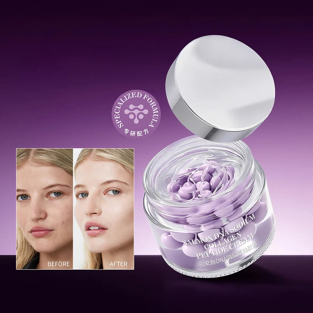 Crème Coréenne Hydratante et Régénérante au Collagène de Saumon et Peptides de Naufrage pour Peaux Sèches et Rugueuses – Soin Anti-âge et Contrôle du Sébum