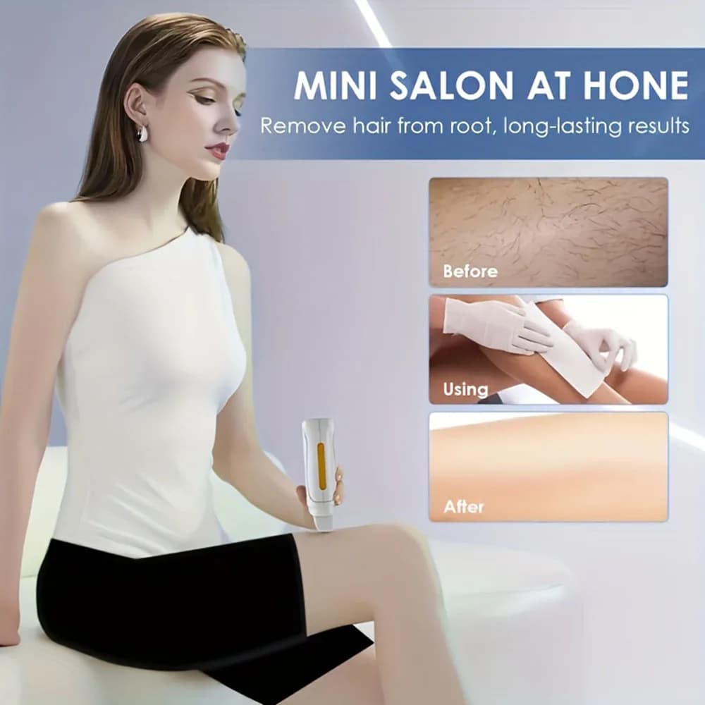 Kit de cire à rouler pour femmes et hommes, avec sensibilité, comprend 1 cartouche de cire, 50 bandes de cire, 5 lingettes, utilisation en tension 110V