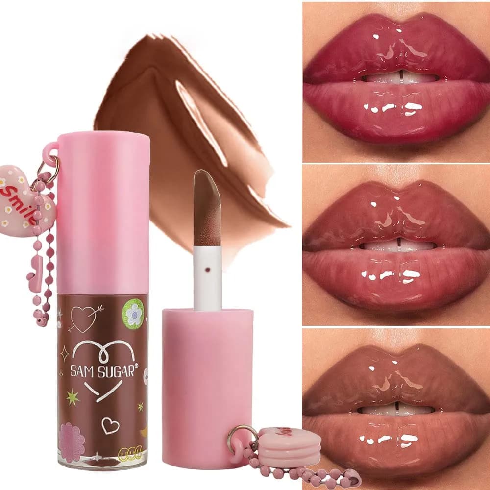 Huile à lèvres magique brillant à lèvres liquide Transparent hydratant rehausseur de lèvres naturel faire des lèvres repulpantes huile à lèvres rouge marron