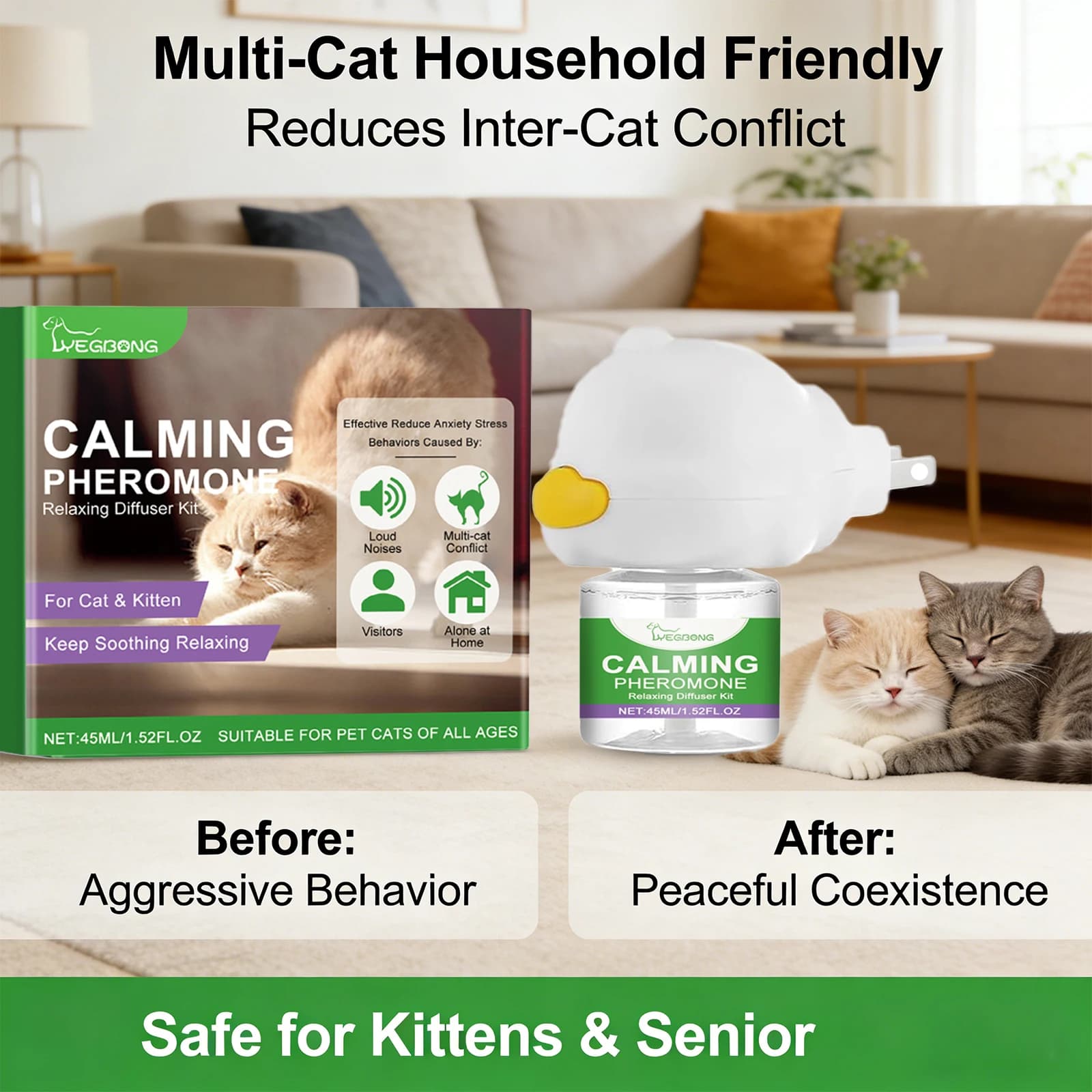 Diffuseur de phéromone apaisant pour chat