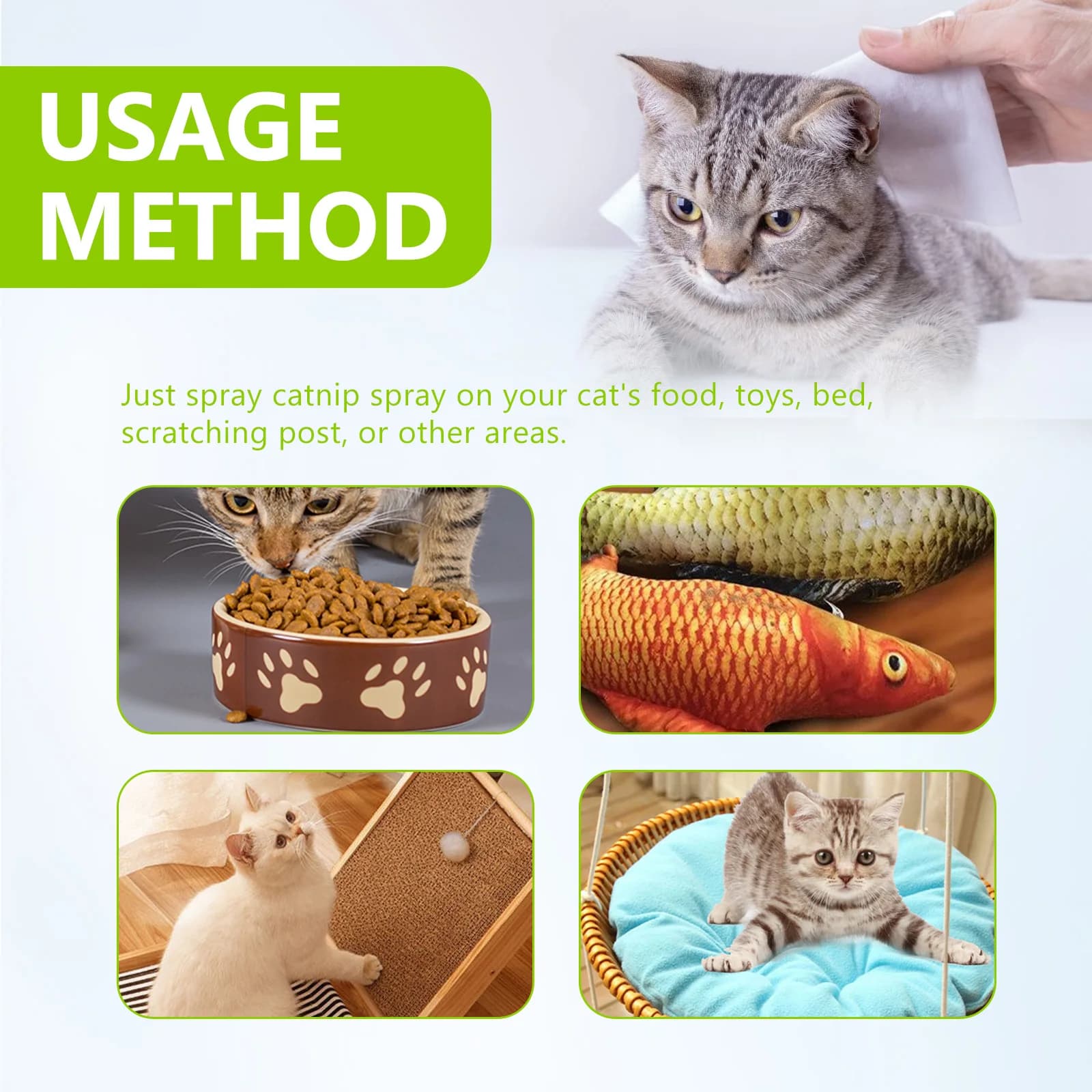Spray à la Catnip Comestible aux Herbes pour Soulager l'Anxiété et la Tension des Chats, Stimuler la Vitalité, Améliorer le Plaisir, Apaiser et Entraîner, Spray de Joie pour Chat