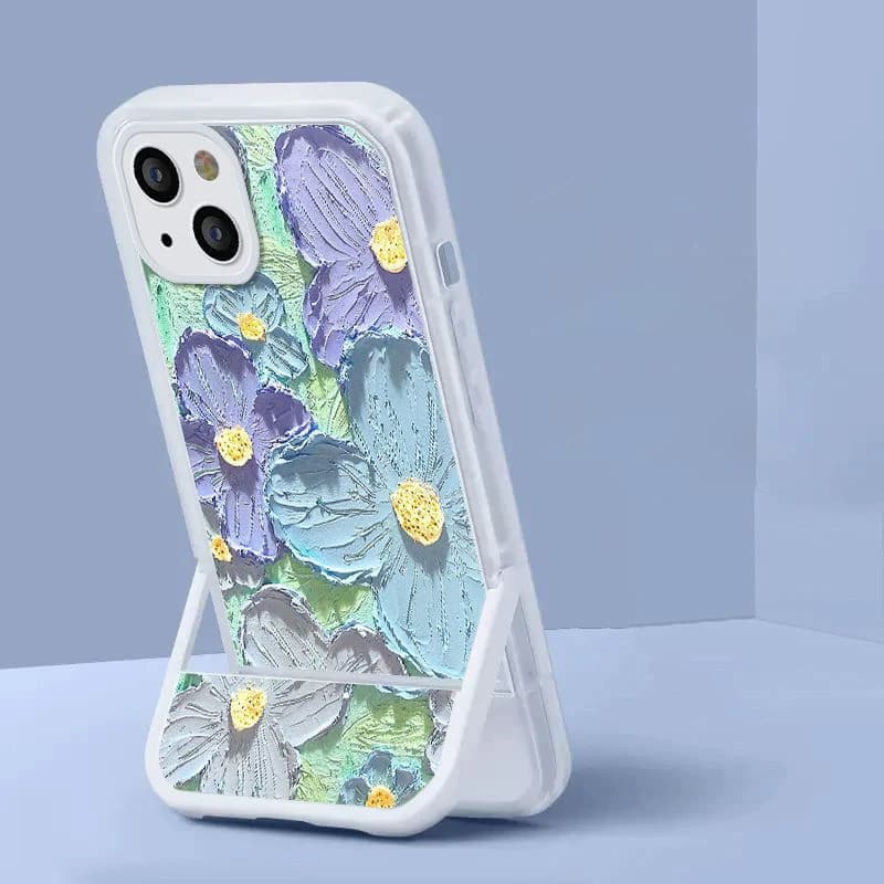 Coque de téléphone à fleurs avec peinture à l'huile