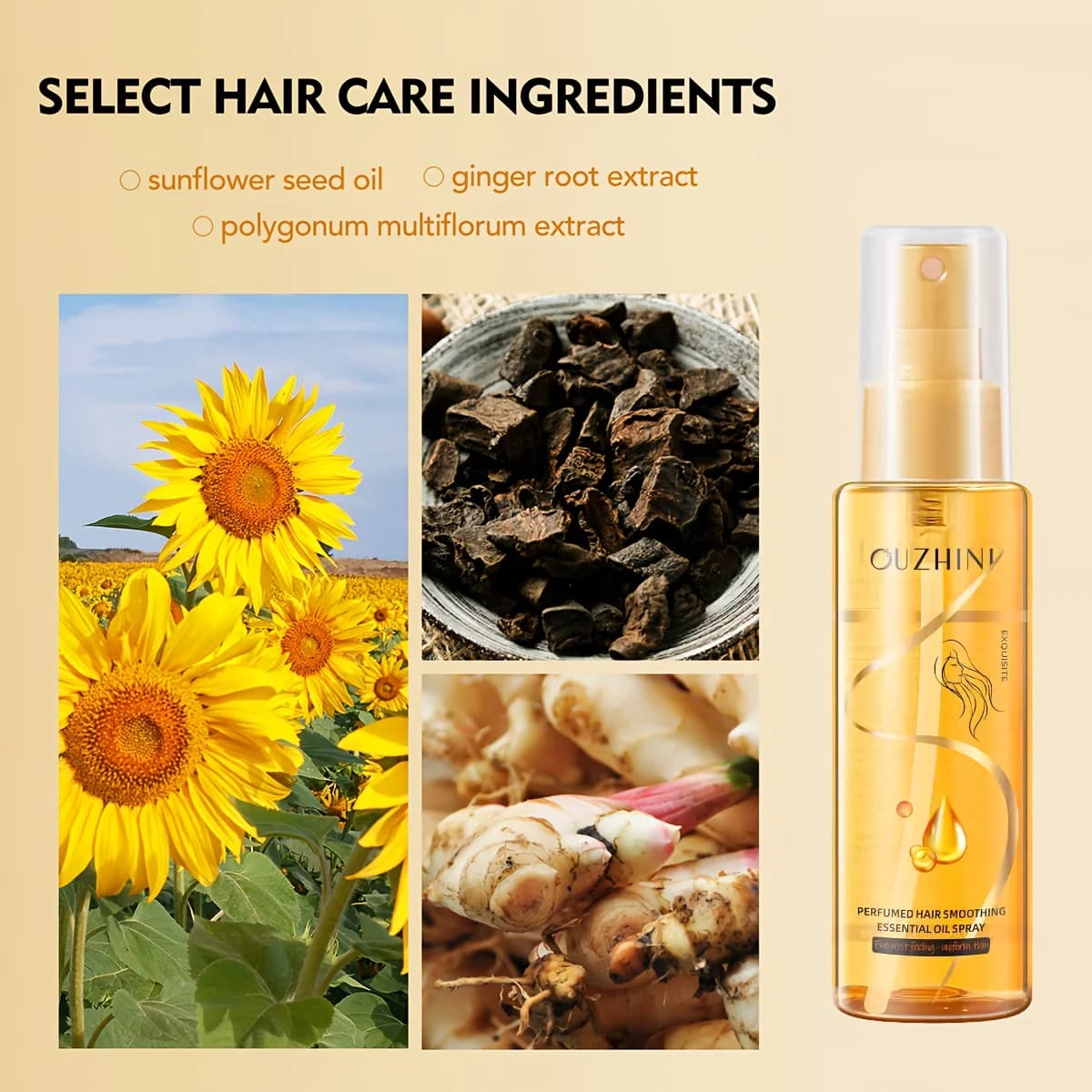 Spray d'huile essentielle parfumée pour les soins capillaires, après-shampoing parfumé, huile essentielle lissante pour les soins capillaires pour prévenir les frisottis, hydratante et nourrissante, s