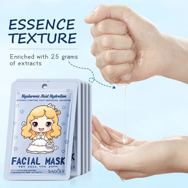 10 pièces SADOER acide hyaluronique collagène masque Facial soins de la peau hydratant masques faciaux coréen