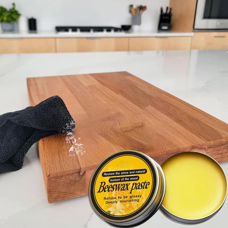 Planche à découper pâte de cire d'abeille-3/25/80g) huile de noix de coco de qualité alimentaire + vitamine E Nutrition en profondeur restaurer l'outil de brillance naturelle du bois