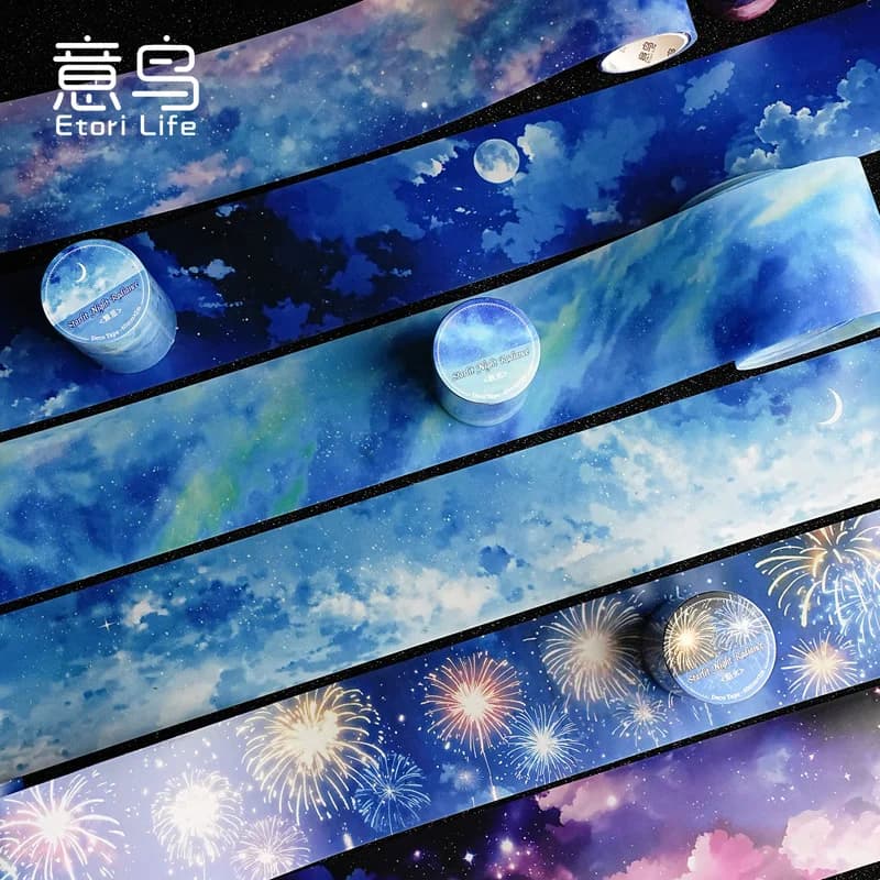 1 rouleau de rubans adhésifs paysage nuageux 60mm x 2m, pour bricolage, scrapbooking, décoration, album photo, collage, matériel de journalisation, autocollants