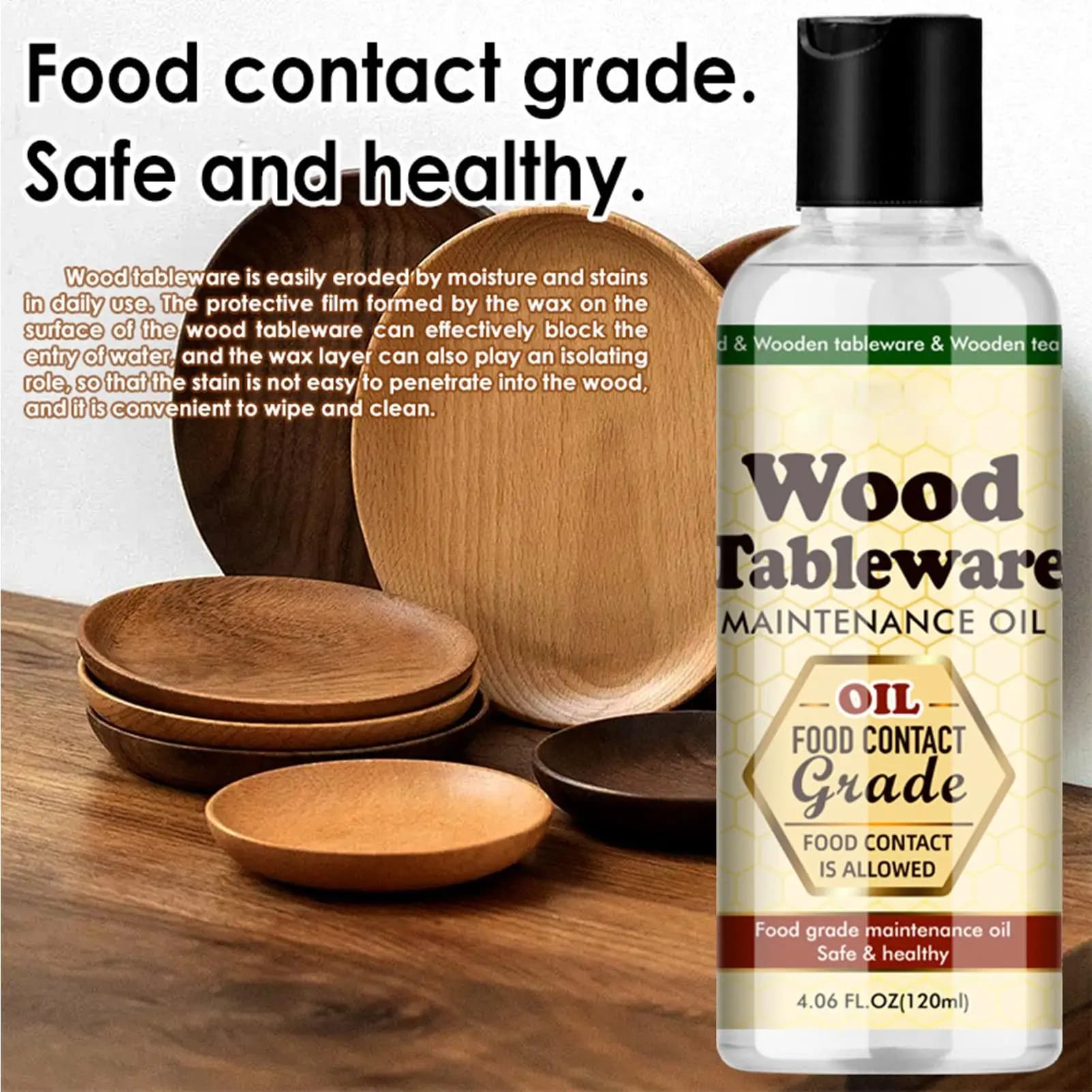 Huile d'entretien pour planches à découper en bois 120 ml, huile de conditionnement pour service à thé, huile de maintenance pour meubles en bois, vaisselle et planches à découper