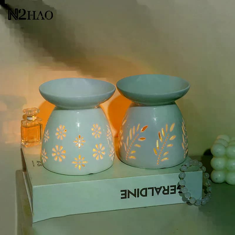 Brûleur d'encens en céramique blanche, diffuseur d'huiles essentielles, diffuseur d'aromathérapie, poêle à chauffage creux, décoration d'intérieur du Moyen-Orient